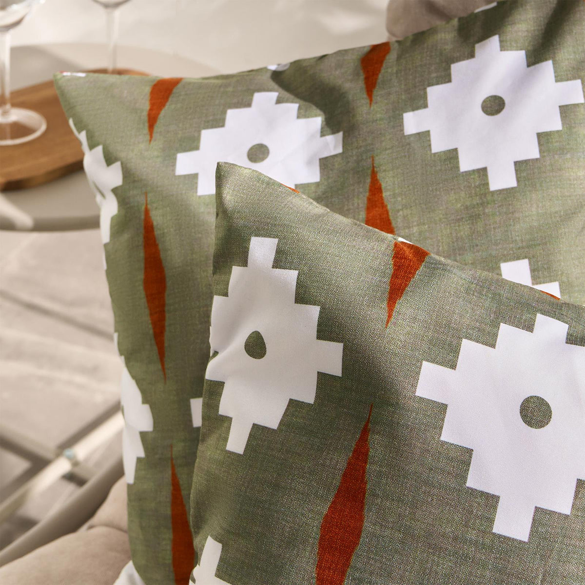 OHS Print Outdoor Cushion Covers Garden Water Resistant Filled Inserts Seat Set