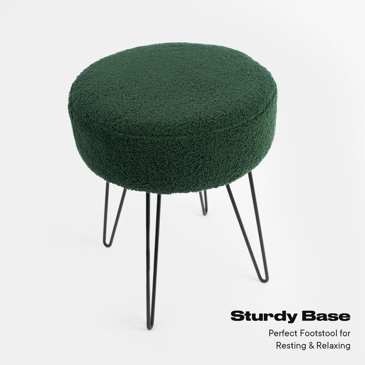 Stool Boucle Fleece Chair Dressing Table Vanity Seat Pouffe Home Spa Foot Rest