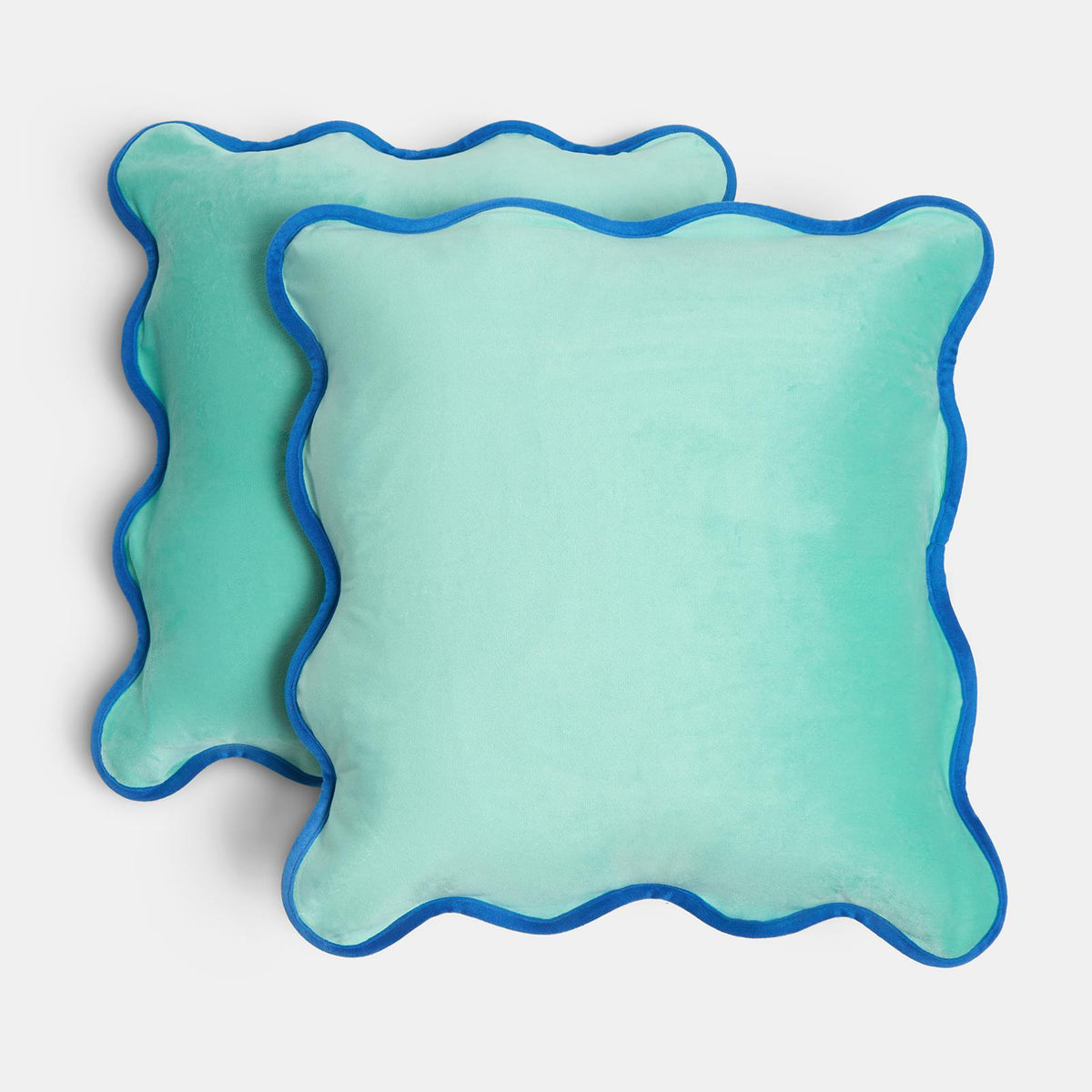 OHS Scallop Edge Cushion Covers Matte Velvet Square Pillowcases Filled Multipack
