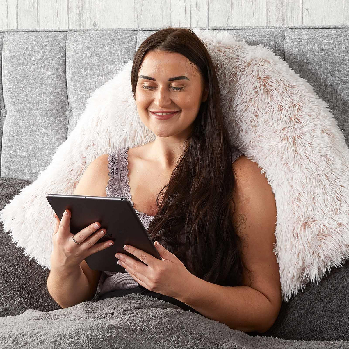 OHS Fluffy V-Shaped Pillow Filled Cushion Body Neck Support Orthopaedic
