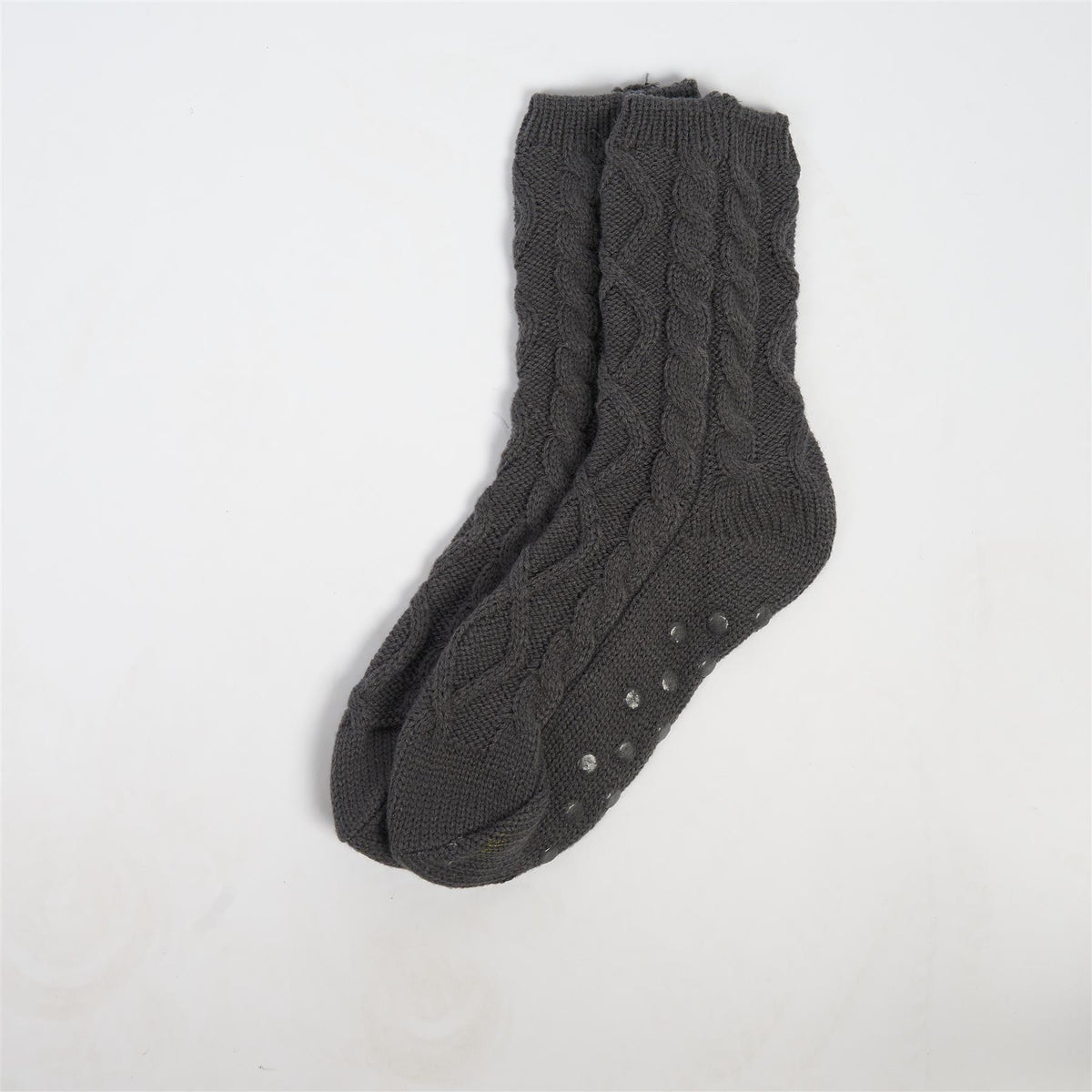 OHS Cable Knit Socks Womens Non Slip Warm Indoor Lounge Sock Slipper