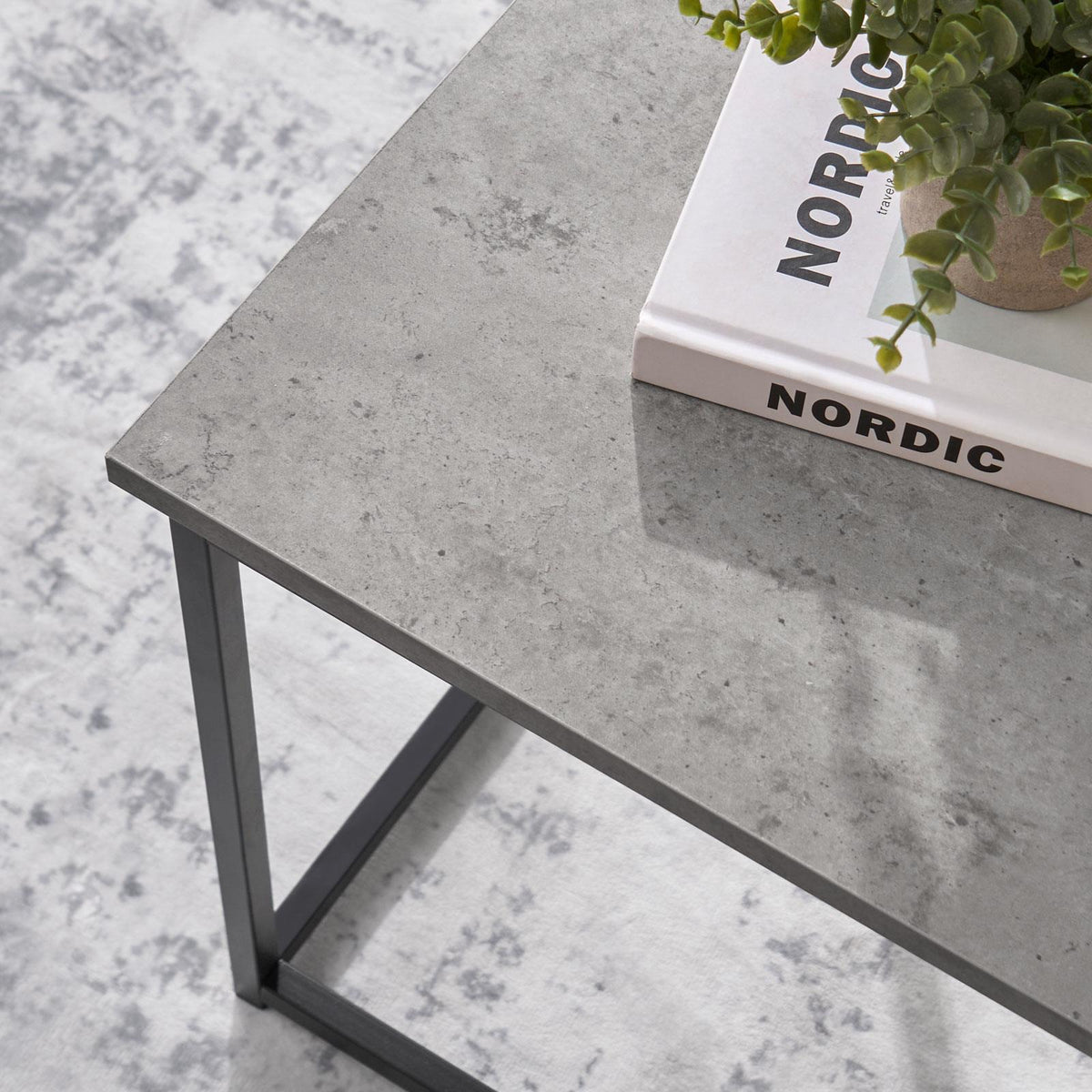 OHS Coffee Table Marble Bedside End Living Room Modern Metal Frame Home Decor