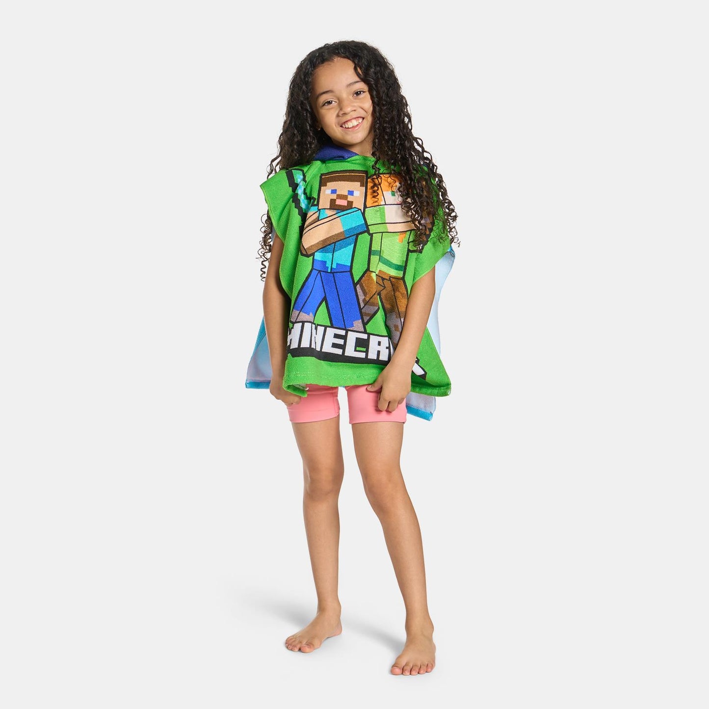 OHS x Minecraft Kids Beach Towel Hooded Poncho Absorbent Quick Dry Microfibre