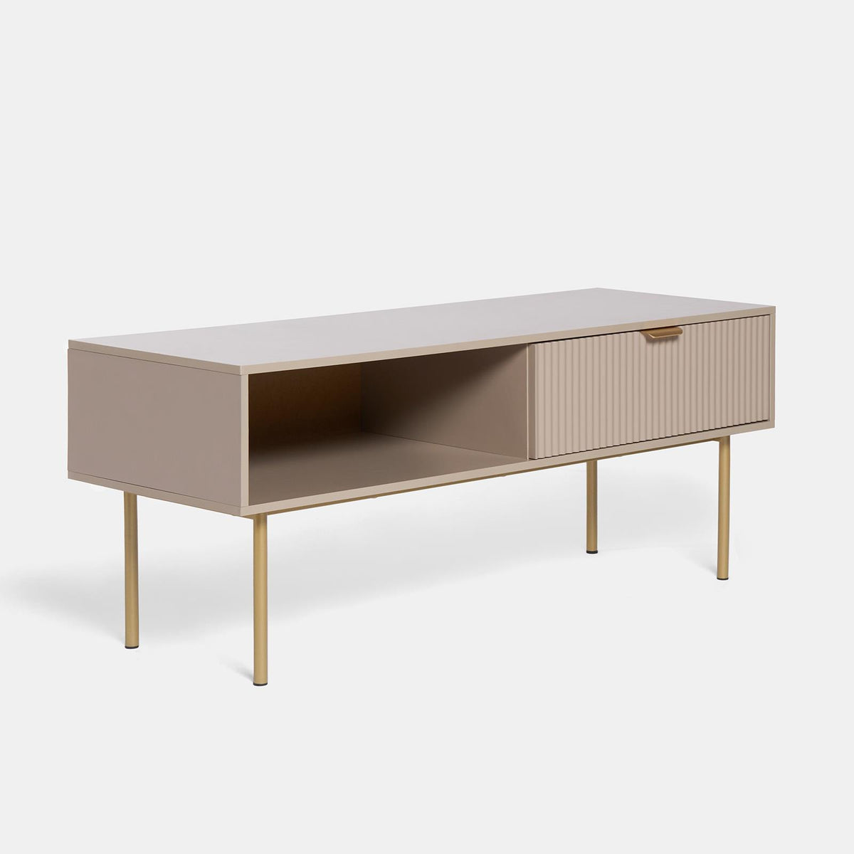 OHS Ribbed Coffee Table with Drawer Engineered Wood Shelf Storage Home Decor