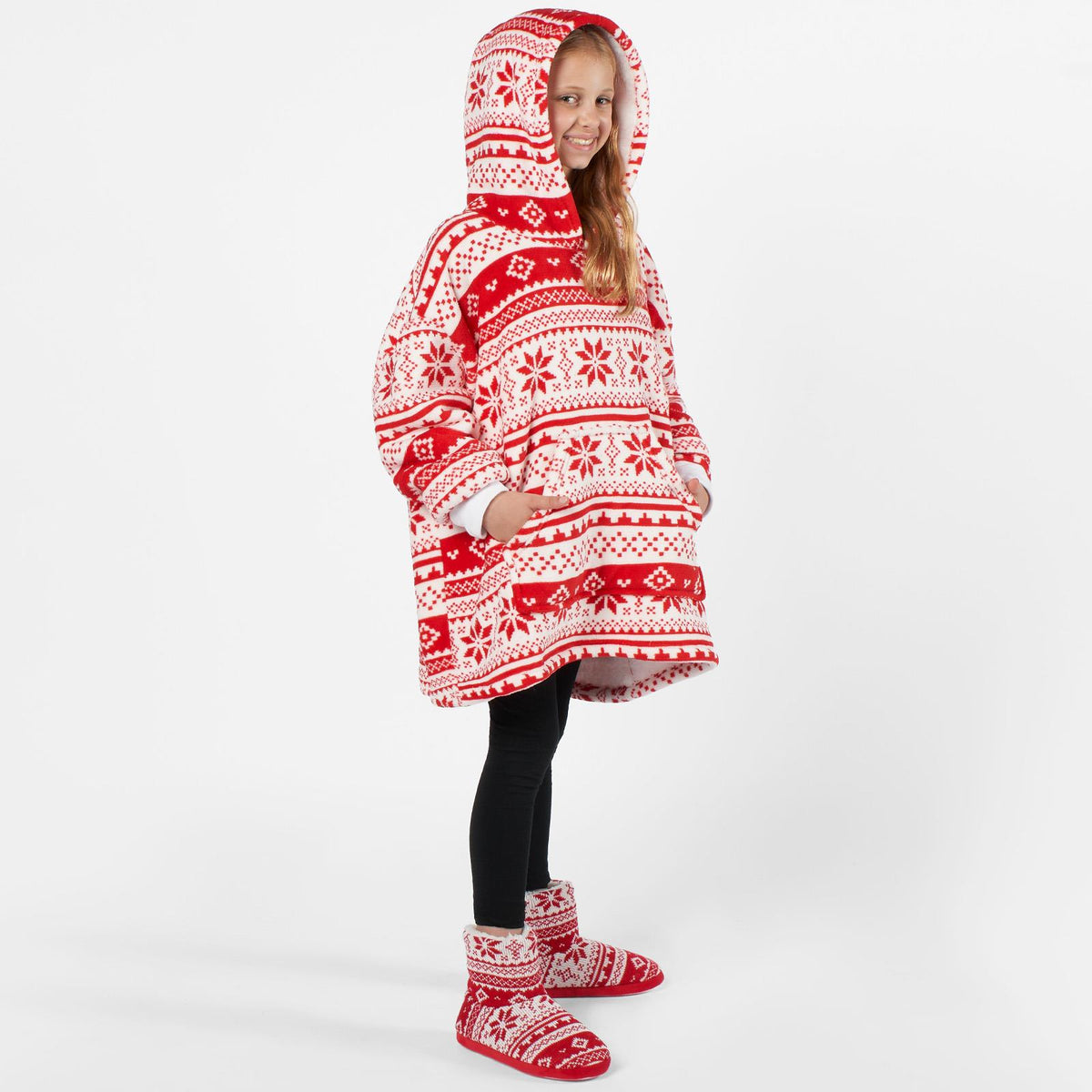 Kids Hoodie Blanket Oversized Sherpa Fleece Jumper Sweatshirt Soft Warm Throw