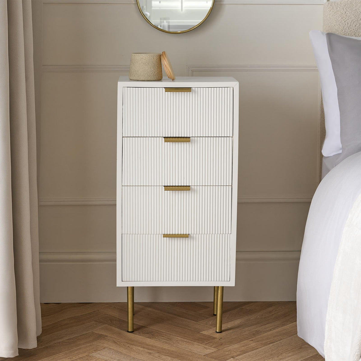 OHS Ribbed Drawer Unit Bedside Table 3/4/5/6 Draw Cabinet Nightstand Sideboard