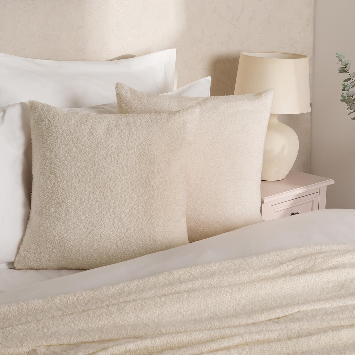OHS Boucle Cushion Covers  2 Pack Teddy Fleece Square Pillowcases Home Decor
