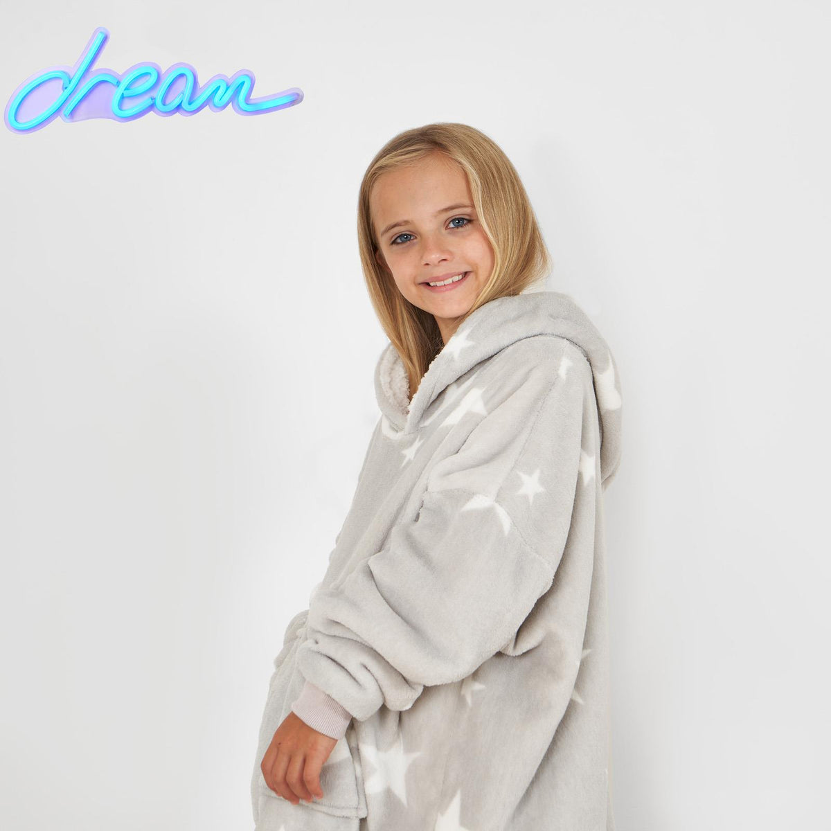 Kids Hoodie Blanket Oversized Sherpa Fleece Jumper Sweatshirt Soft Warm Throw