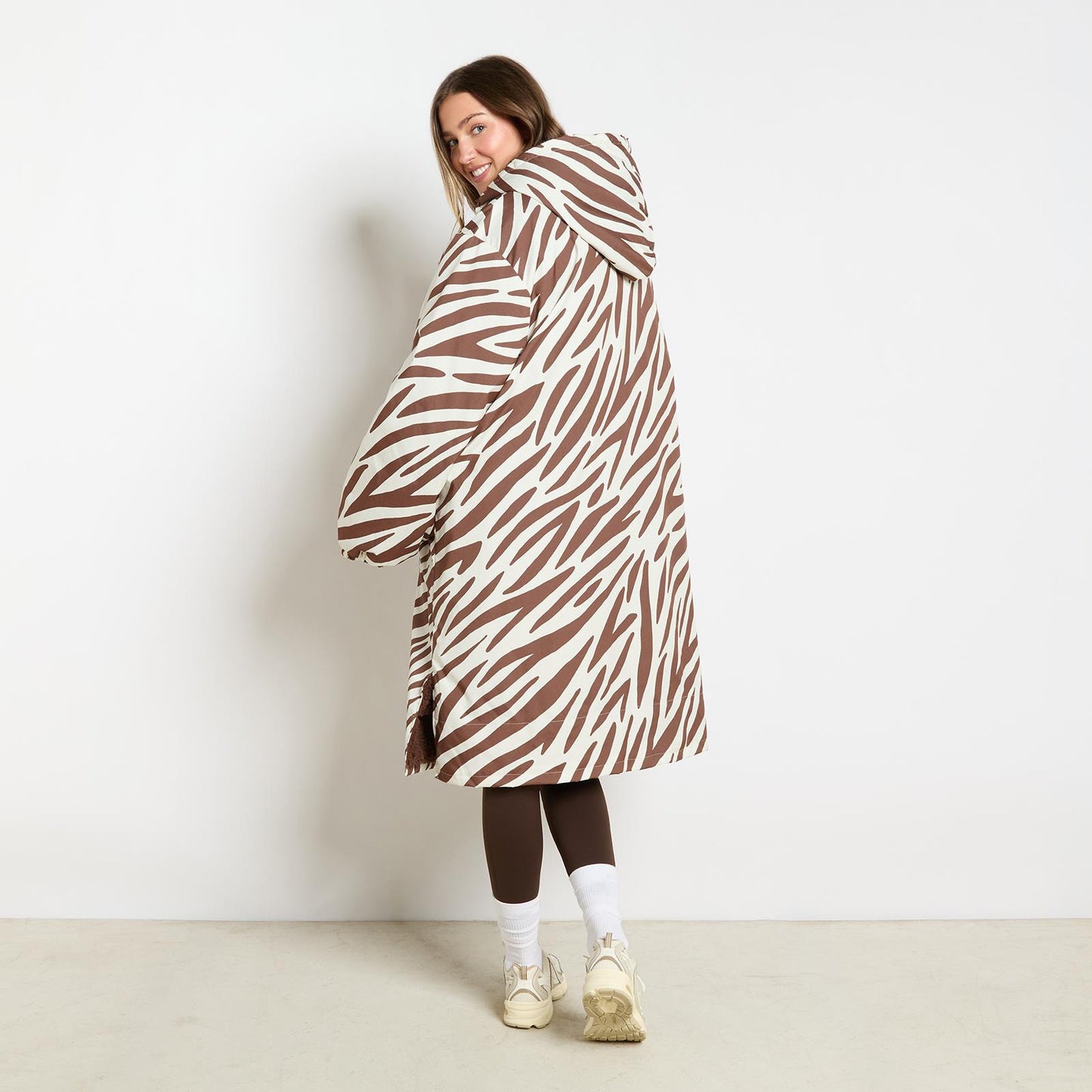 OHS Coat Drying Robe Animal Print Sherpa Lined Water Resistant Oversized