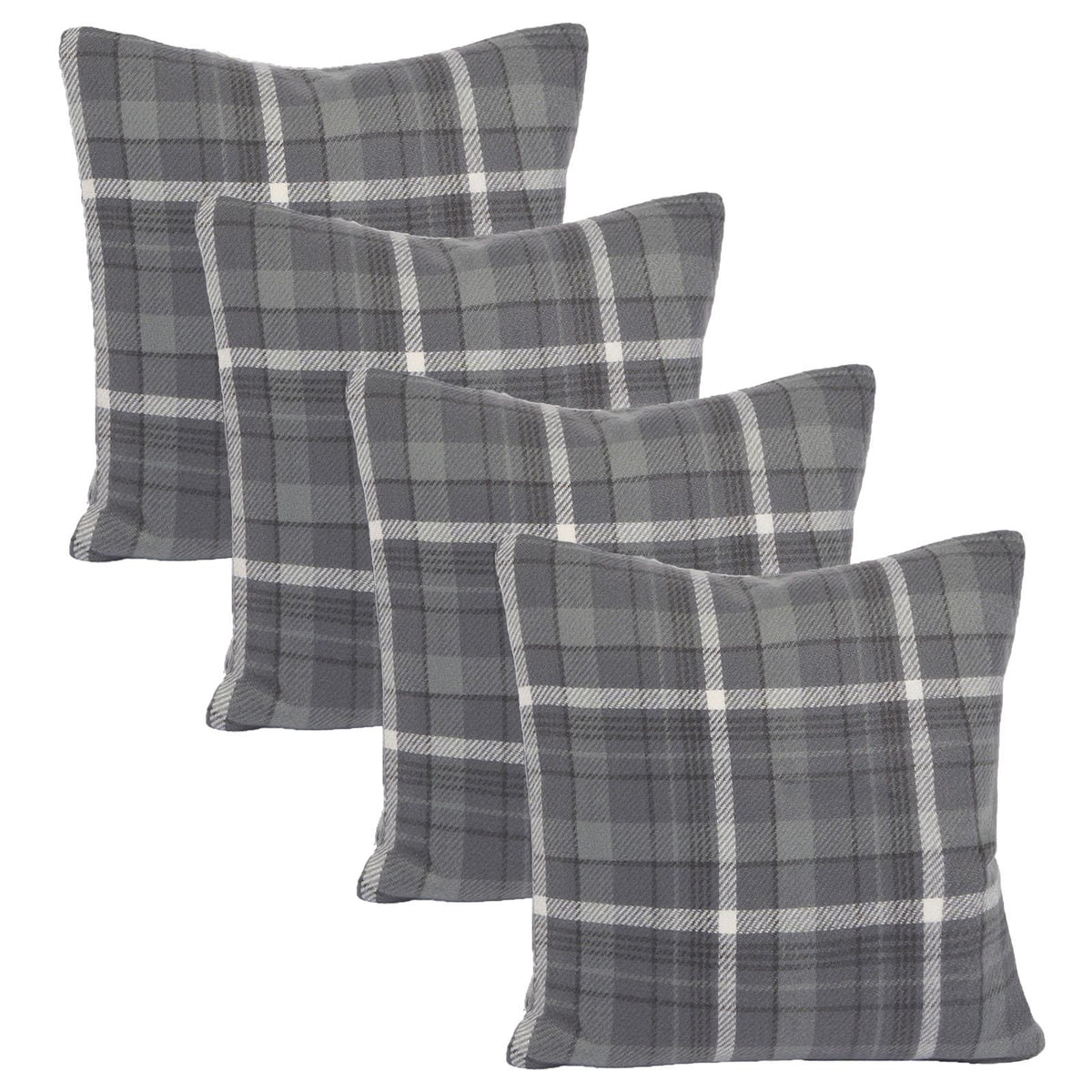 Woven Check Cushion Covers Tartan Pack of 2/4 Filled Case Pad Set 18" x 18" Home