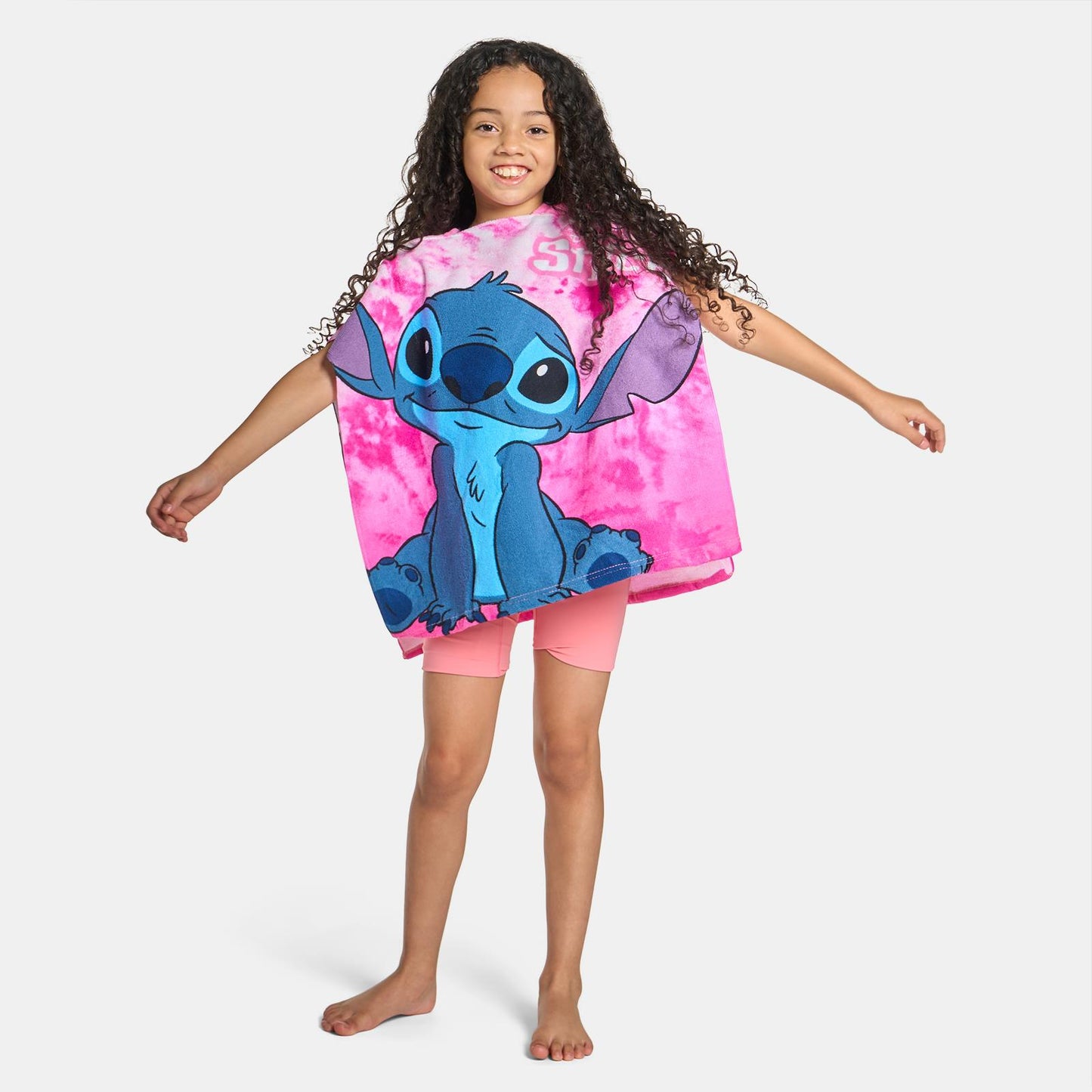 OHS x Stitch Kids Beach Towel Hooded Poncho Absorbent Quick Dry Soft Microfibre