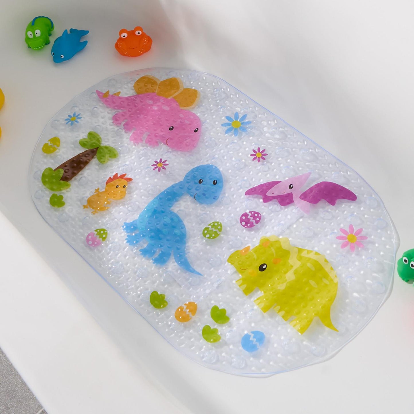 OHS PVC Bath Mat Clear Printed Non Slip Quick Dry Shower Rug Adults Kids
