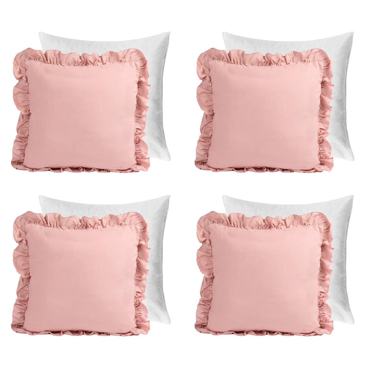 OHS Frill Cushion Covers Faux Linen Soft Square Pillowcases Home Decor Multipack