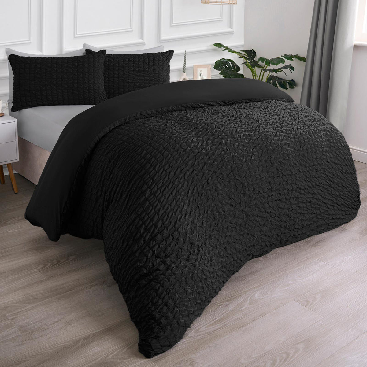 Luxury Seersucker Duvet Cover Set Geo Pillowcase Quilt Bedding Double King Size