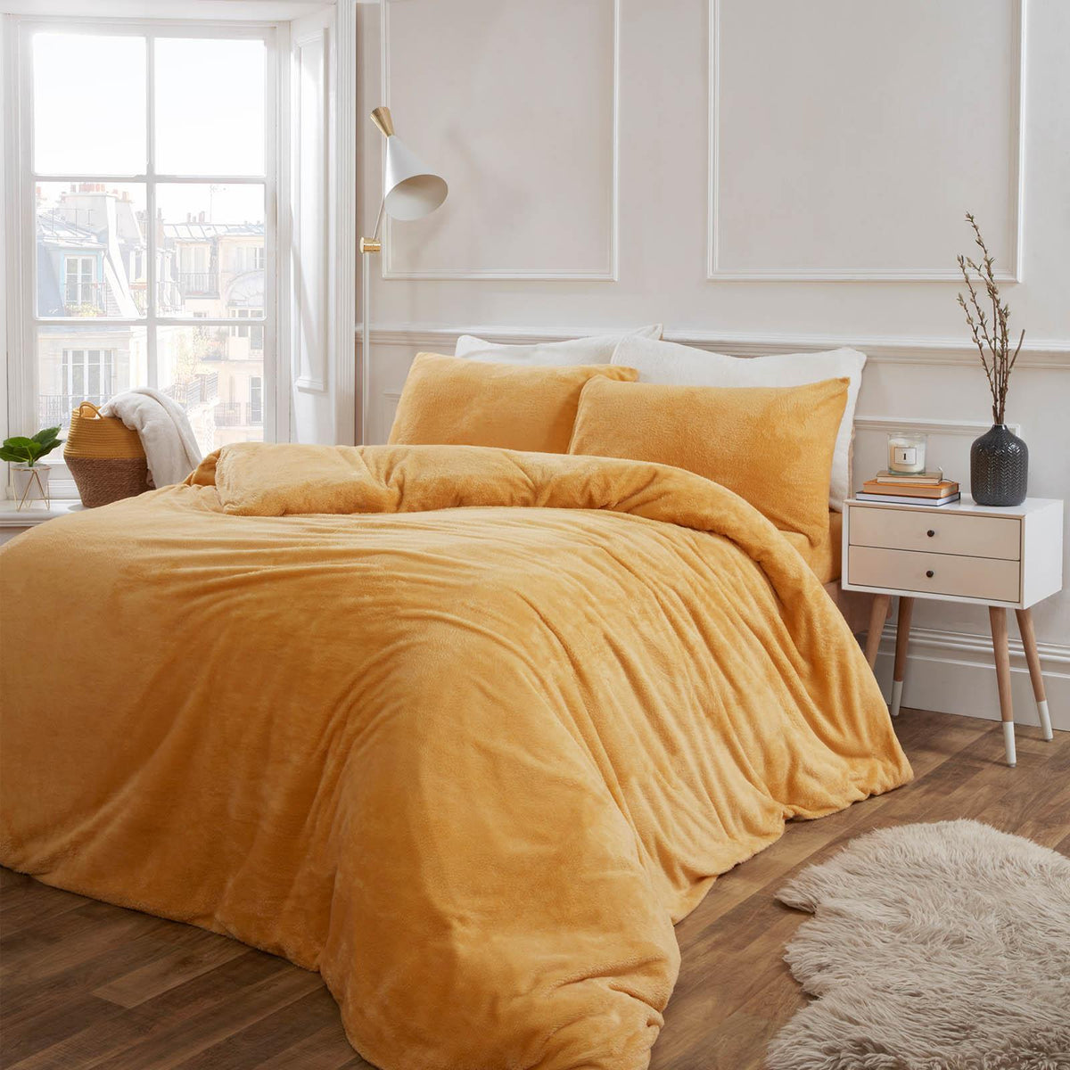 OHS Teddy Fleece Duvet Cover with Pillow Case Thermal Warm Bedding Set