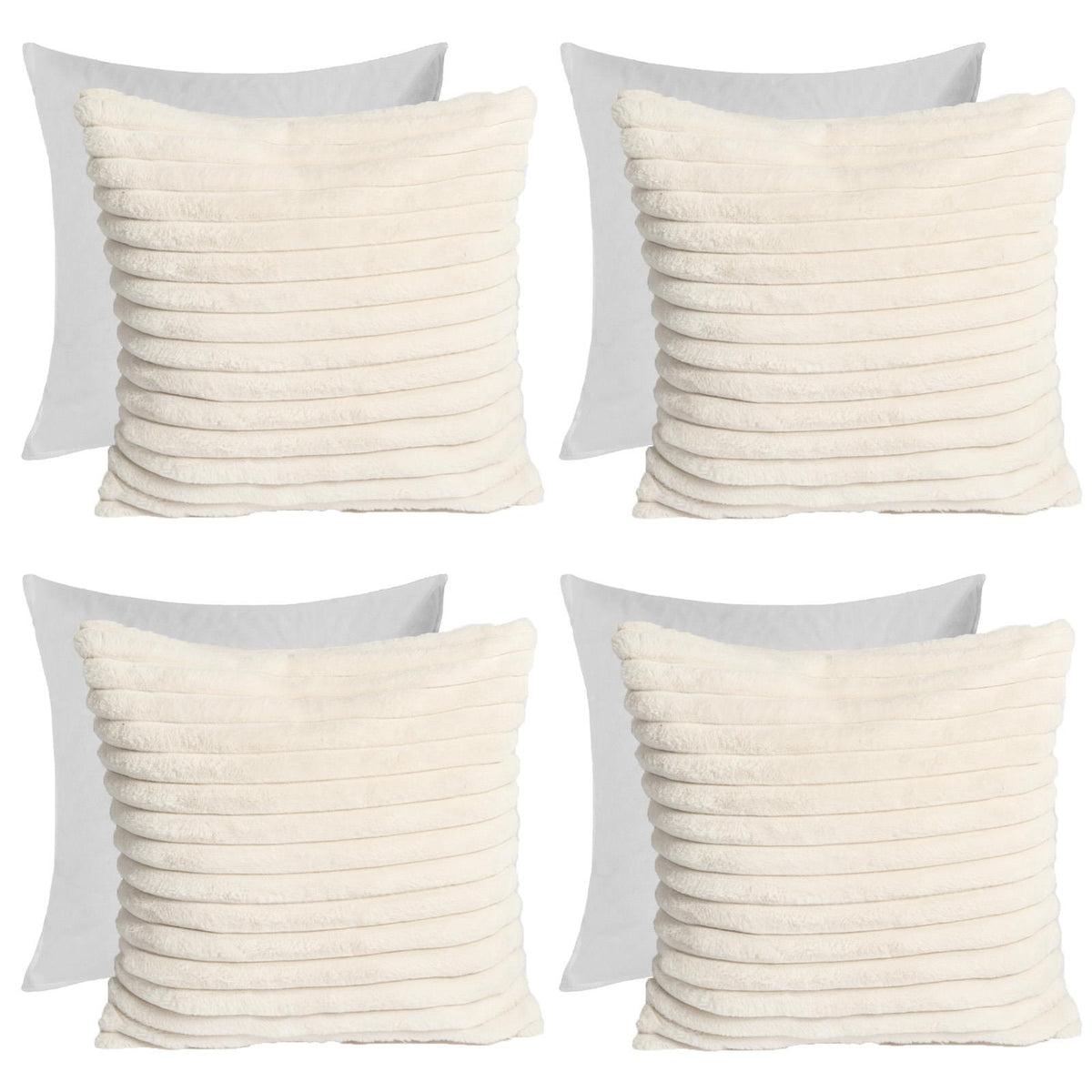 OHS Thick Rib Cushion Covers Faux Fur Soft Fleece Square Pillowcases Home Decor