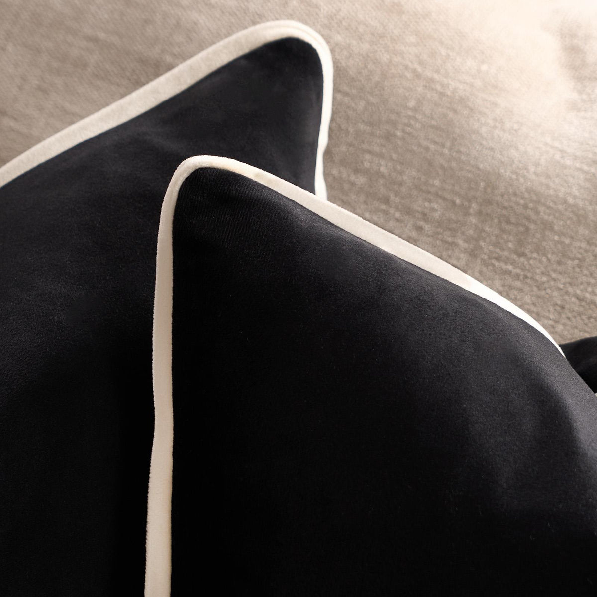 OHS Piped Edge Cushion Covers Matte Velvet Soft Luxury 2/4 Square Pillowcases
