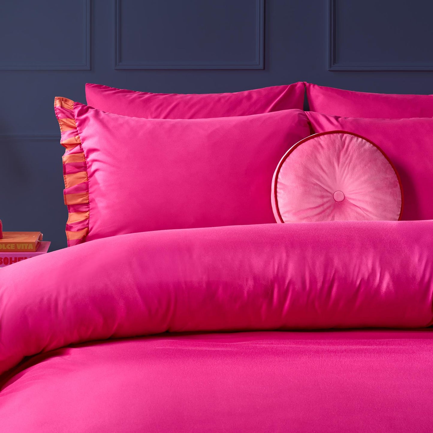 OHS Frill Edge Duvet Cover Set with Pillowcase Microfibre Soft Bedding