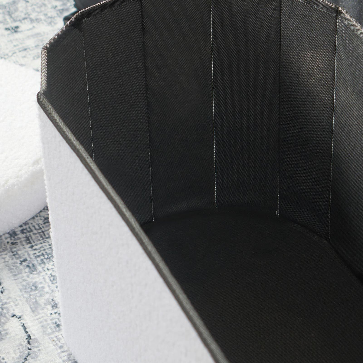 OHS Ottoman Boucle Storage Box Folding Footstool Cube Round Rectangle