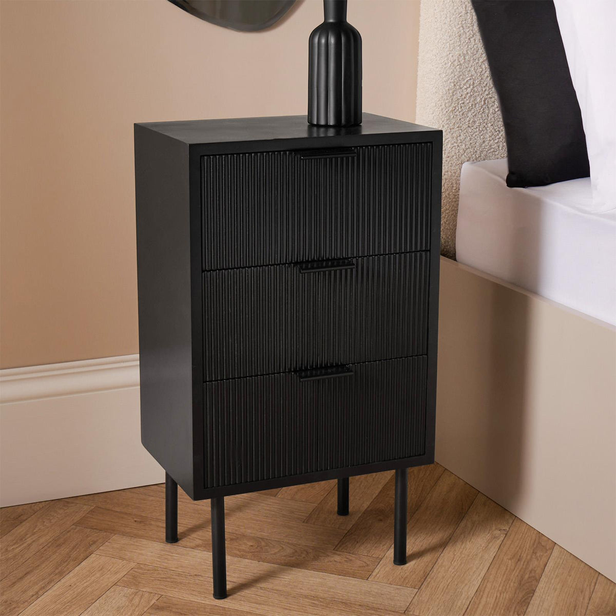 OHS Ribbed Drawer Unit Bedside Table 3/4/5/6 Draw Cabinet Nightstand Sideboard