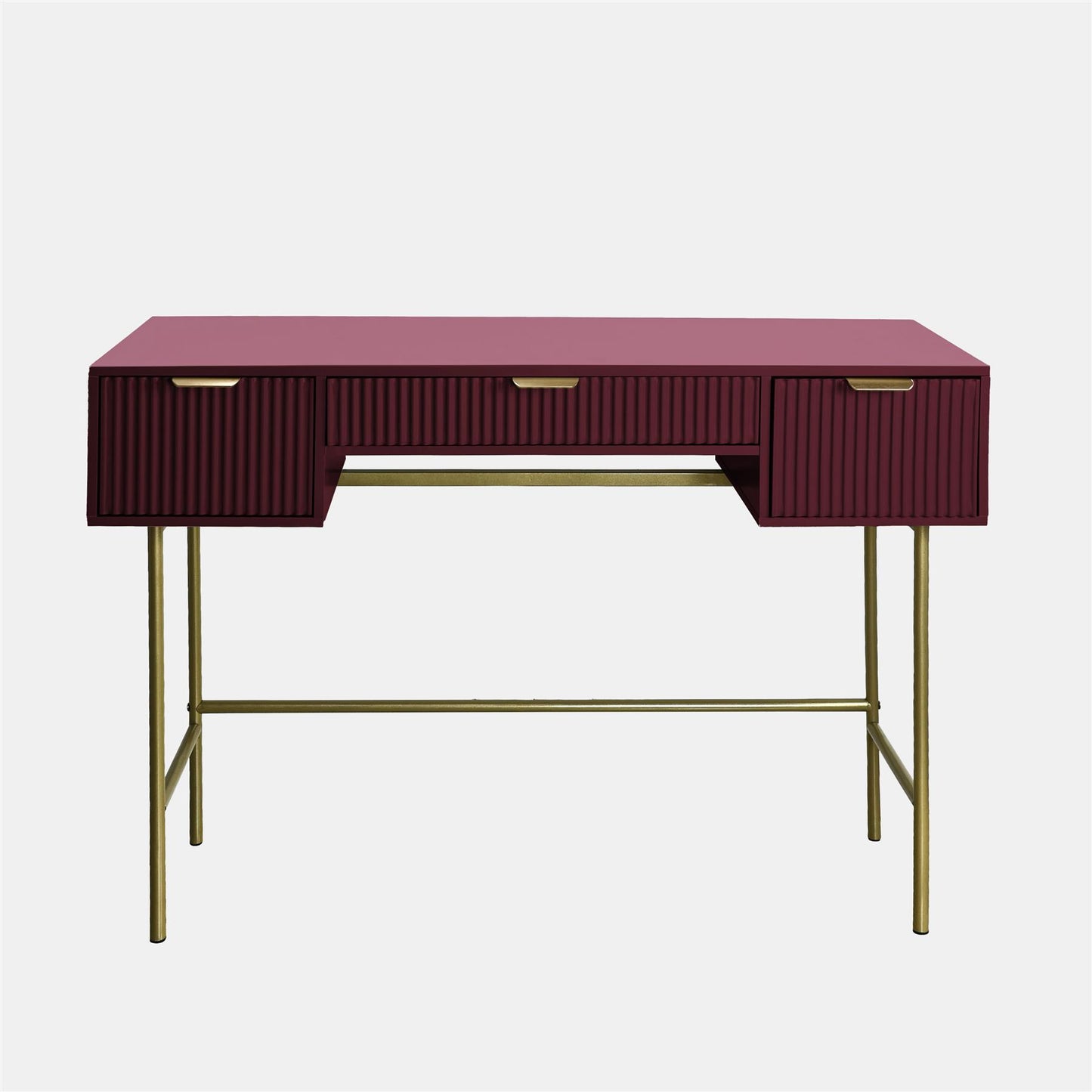 OHS Ribbed Dressing Table Engineered Wood Makeup Vanity Desk with 3 Drawers