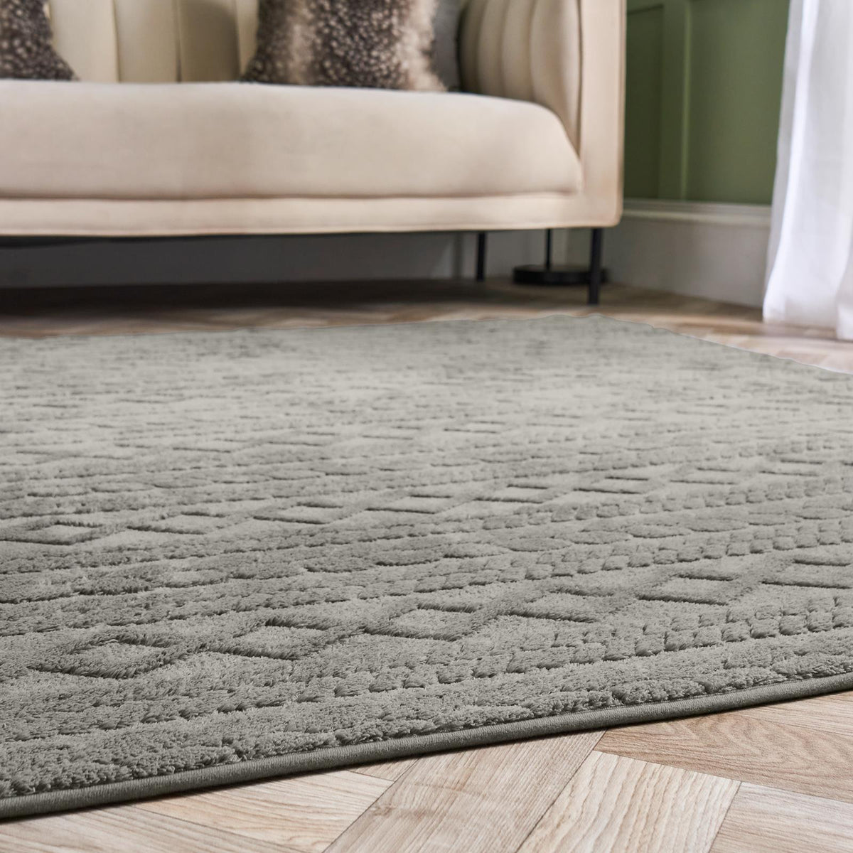OHS Cable Knit Rug Non Slip Jacquard Floor Carpet Hallway Runner