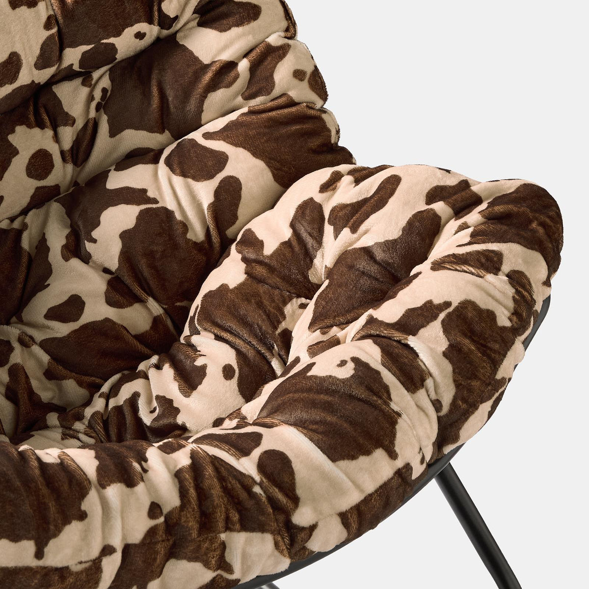 OHS Rocking Chair Ribbed or Smooth Faux Fur Upholstered Metal Frame Cushioned