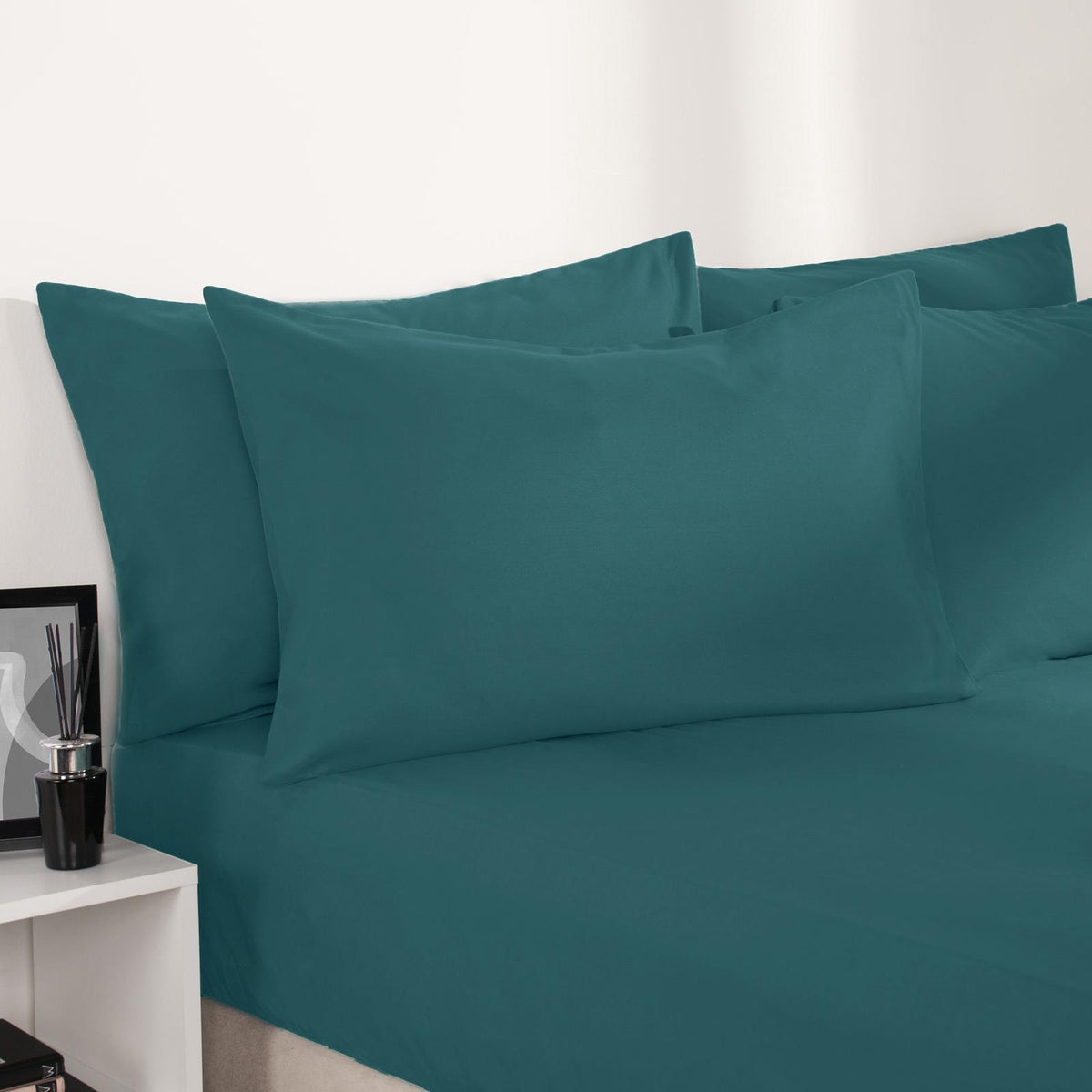 OHS Plain Duvet Cover & Pillowcase Reversible Bedding Set OR Fitted Sheet