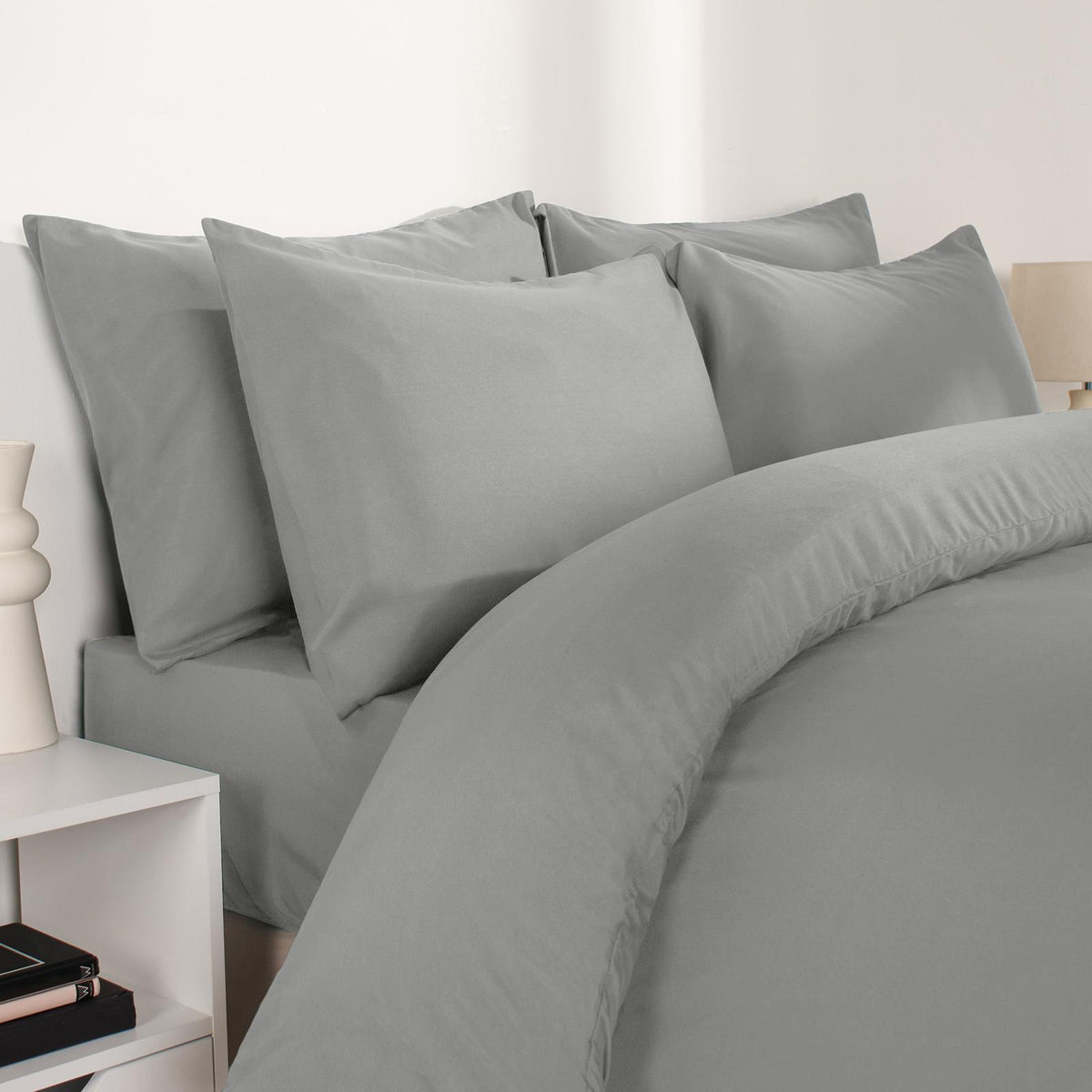 OHS Plain Duvet Cover & Pillowcase Reversible Bedding Set OR Fitted Sheet