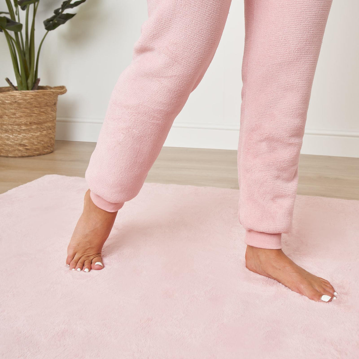 OHS Fleece Loungewear Set Coral Winter Sherpa Nightwear 2-Piece Hoodie Jogger