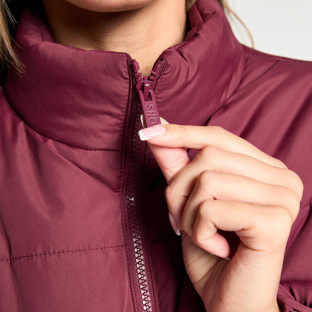 OHS Puffer Jacket Windproof Padded Winter Outerwear Cropped Zip Coat Hiking