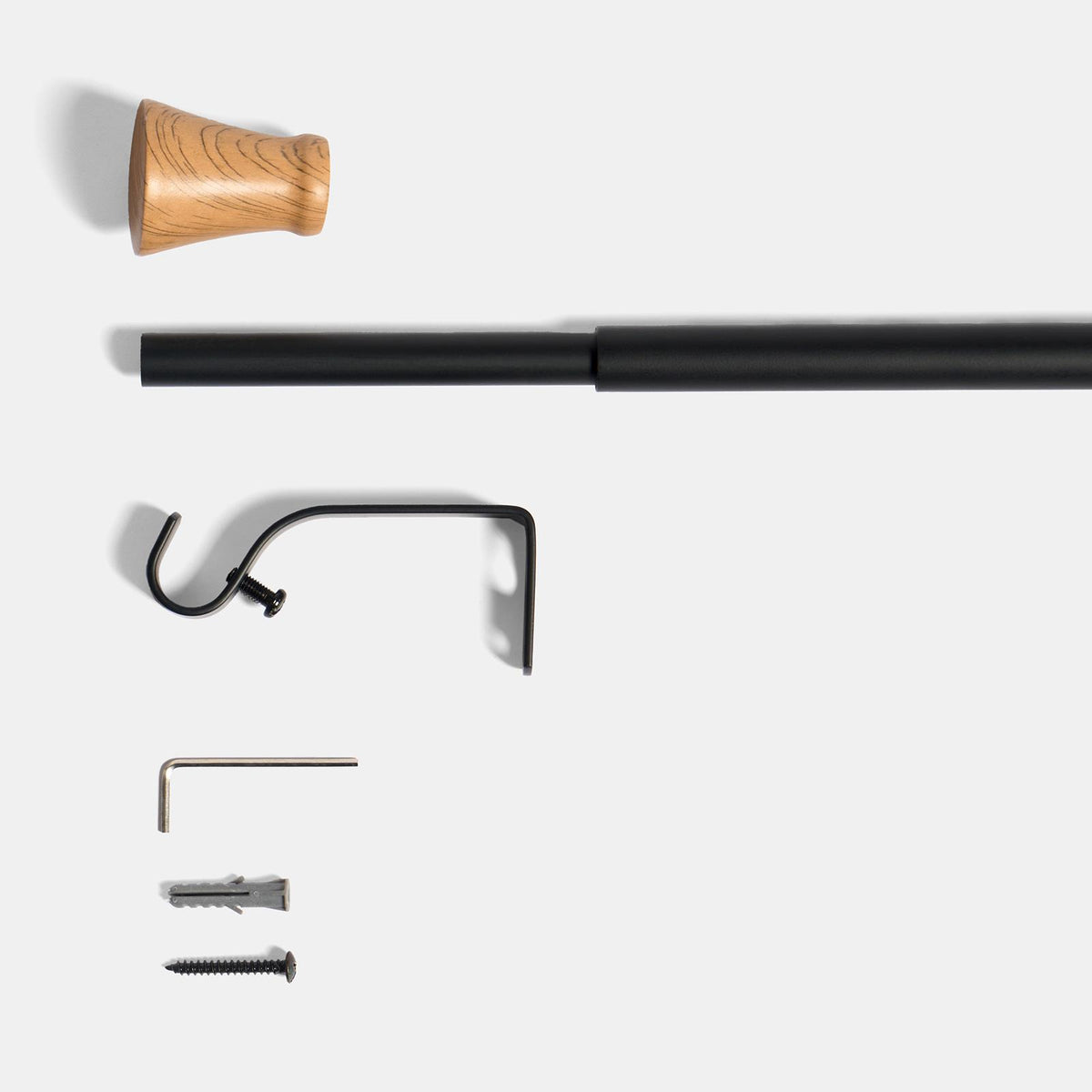 OHS 120-200cm Curtain Pole Extendable Metal 16mm Ball Trumpet Twist Finnials