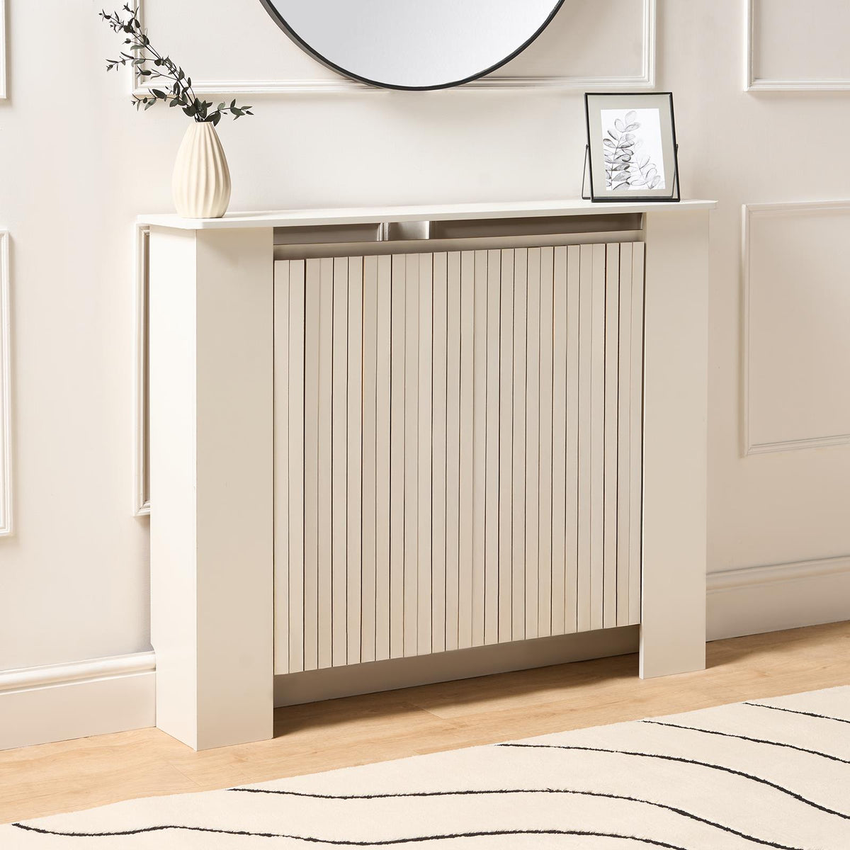 OHS Ribbed Radiator Cover Slatted Engineered Wood Side Board S M L Cabinet Shelf