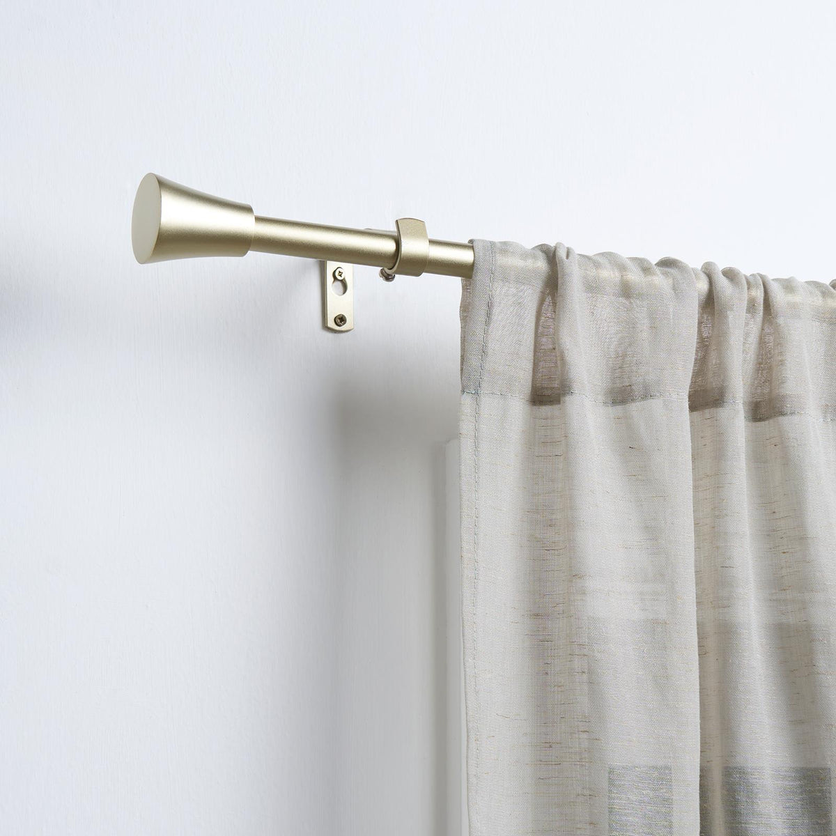 OHS 120-200cm Curtain Pole Extendable Metal 16mm Ball Trumpet Twist Finnials