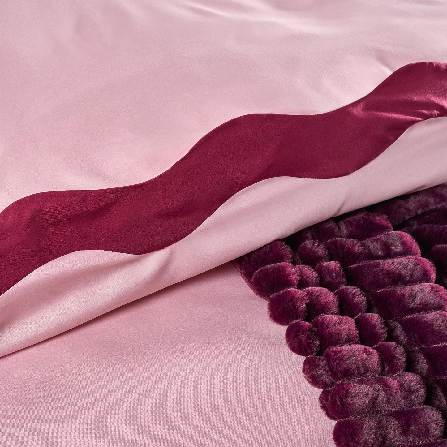 OHS Wavy Edge Bedding Set Microfibre Contrast Duvet Cover with Pillowcase