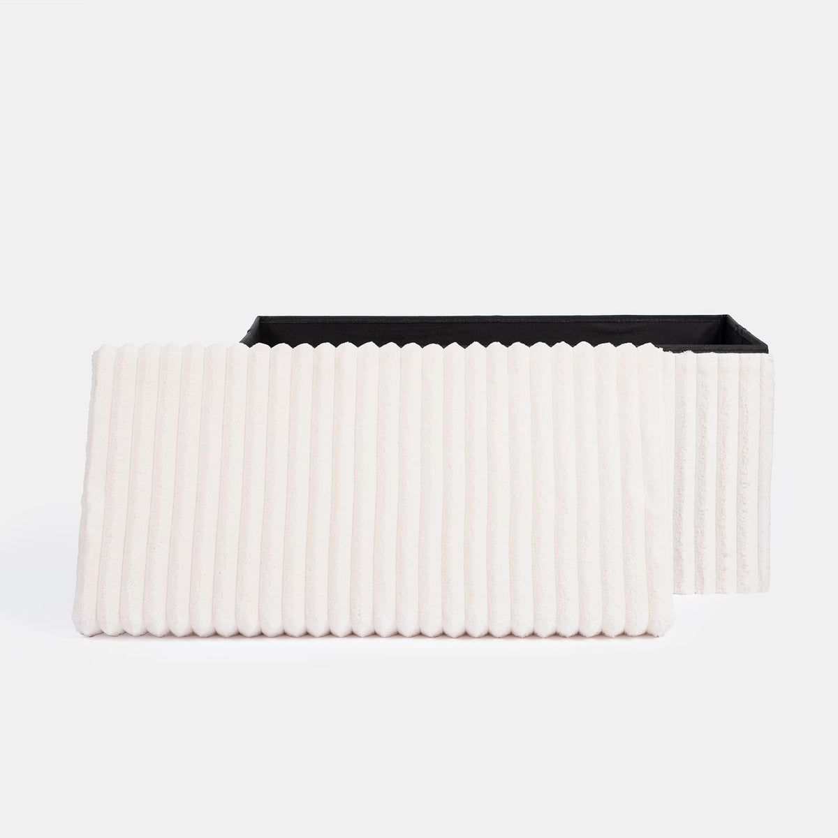 OHS Storage Box Lid Ottoman Folding Ribbed Fleece Footstool Tub Seat