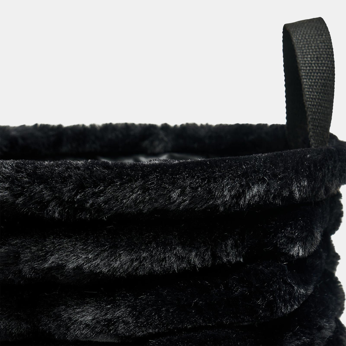 OHS Ribbed Storage Basket with Handles Faux Fur Compact Bucket Organiser