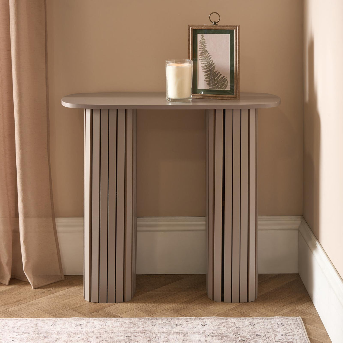 OHS Madison Console Table Ribbed Engineered Wood Entryway Display Unit Decor