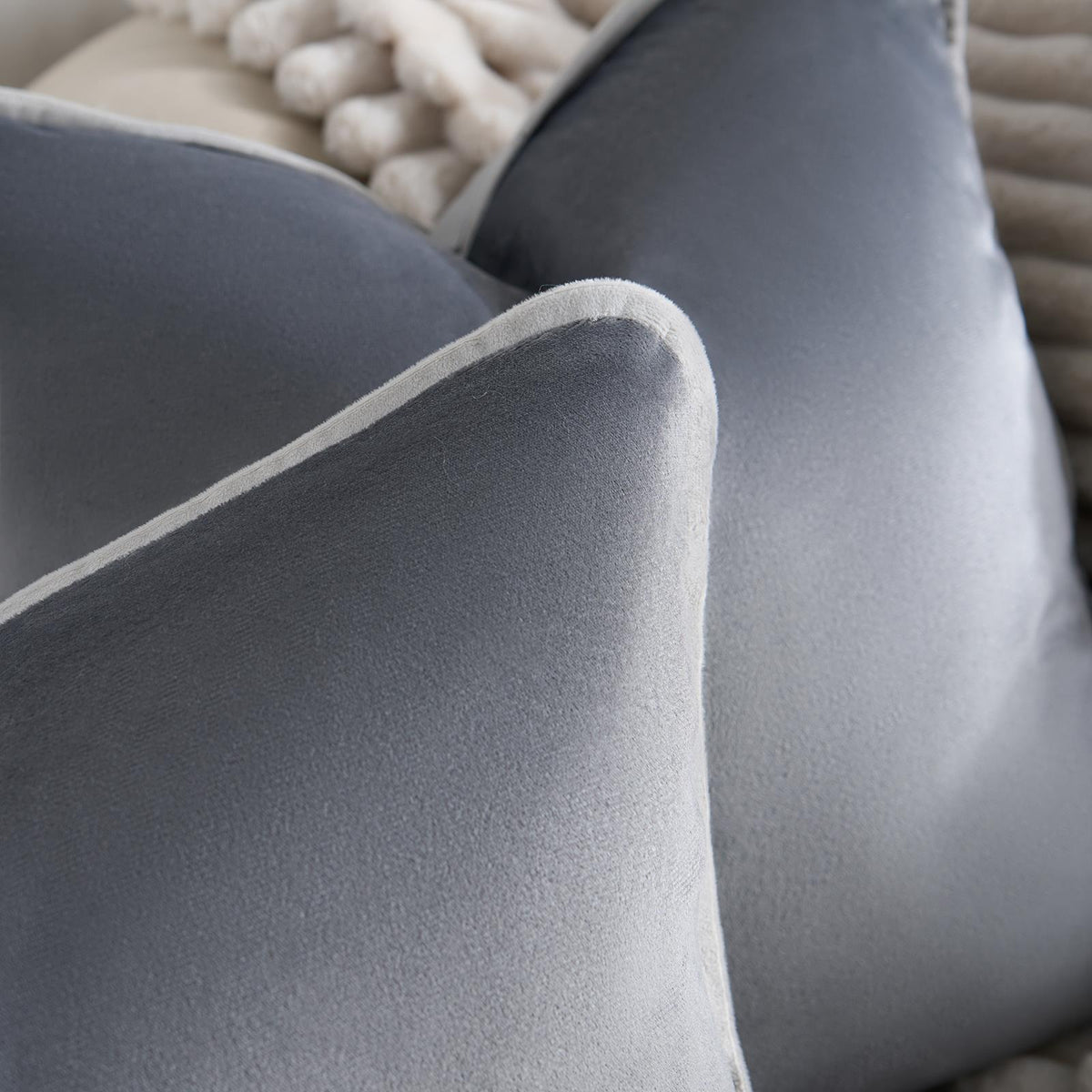 OHS Piped Edge Cushion Covers Matte Velvet Soft Luxury 2/4 Square Pillowcases
