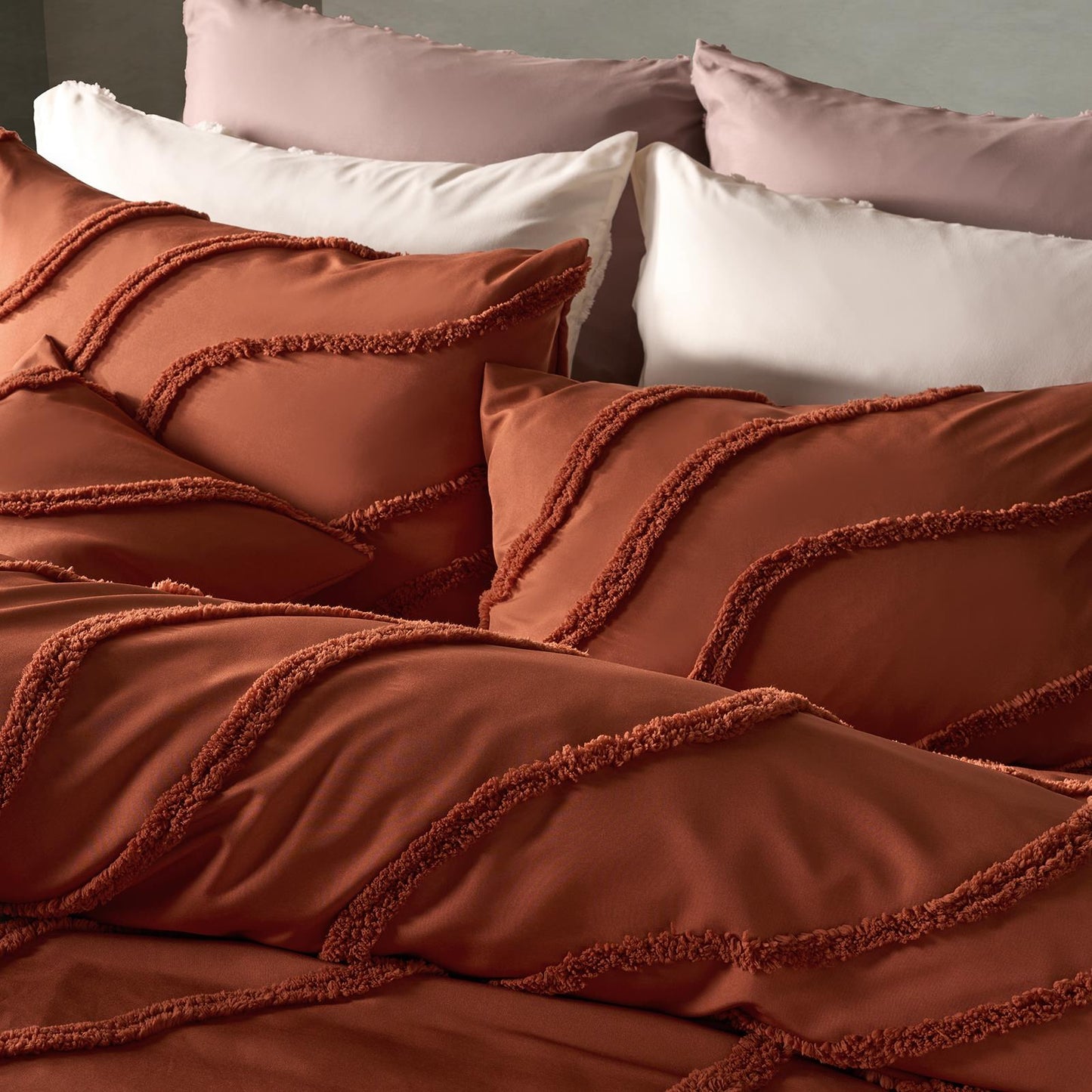 OHS Tufted Contour Bedding Set Soft Cosy Duvet Cover with Pillowcase