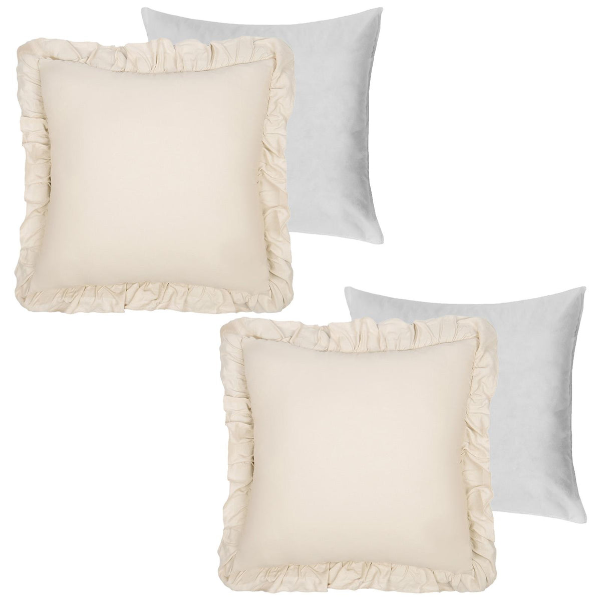 OHS Frill Cushion Covers Faux Linen Soft Square Pillowcases Home Decor Multipack