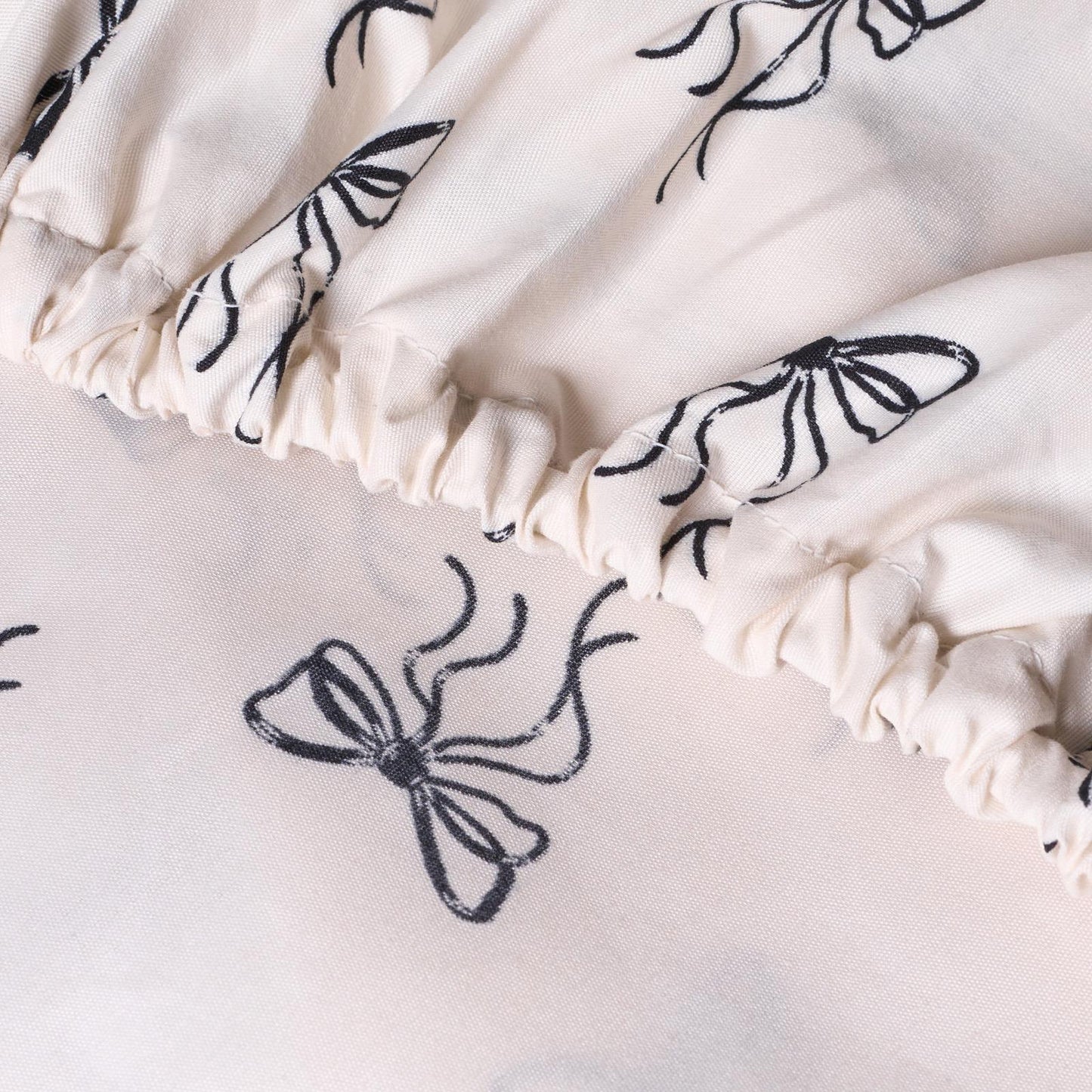 OHS Microfibre Deep Fitted Sheet Bows Print 25cm Hotel Quality Easy Care