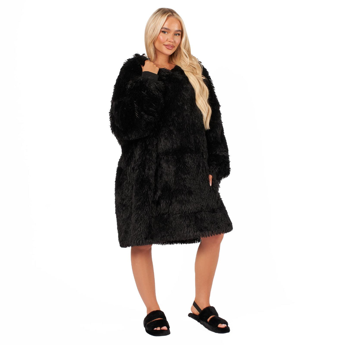 Sienna Fluffy Shaggy Hoodie Blanket Oversize Sherpa Plush Fleece Warm Soft Throw