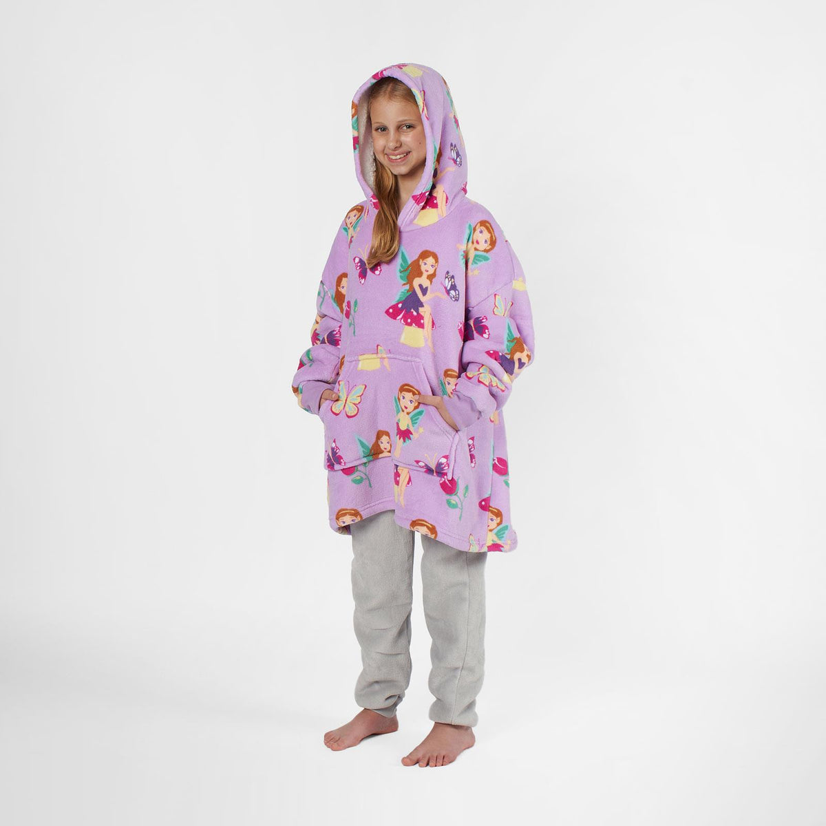 Kids Hoodie Blanket Oversized Sherpa Fleece Jumper Sweatshirt Soft Warm Throw