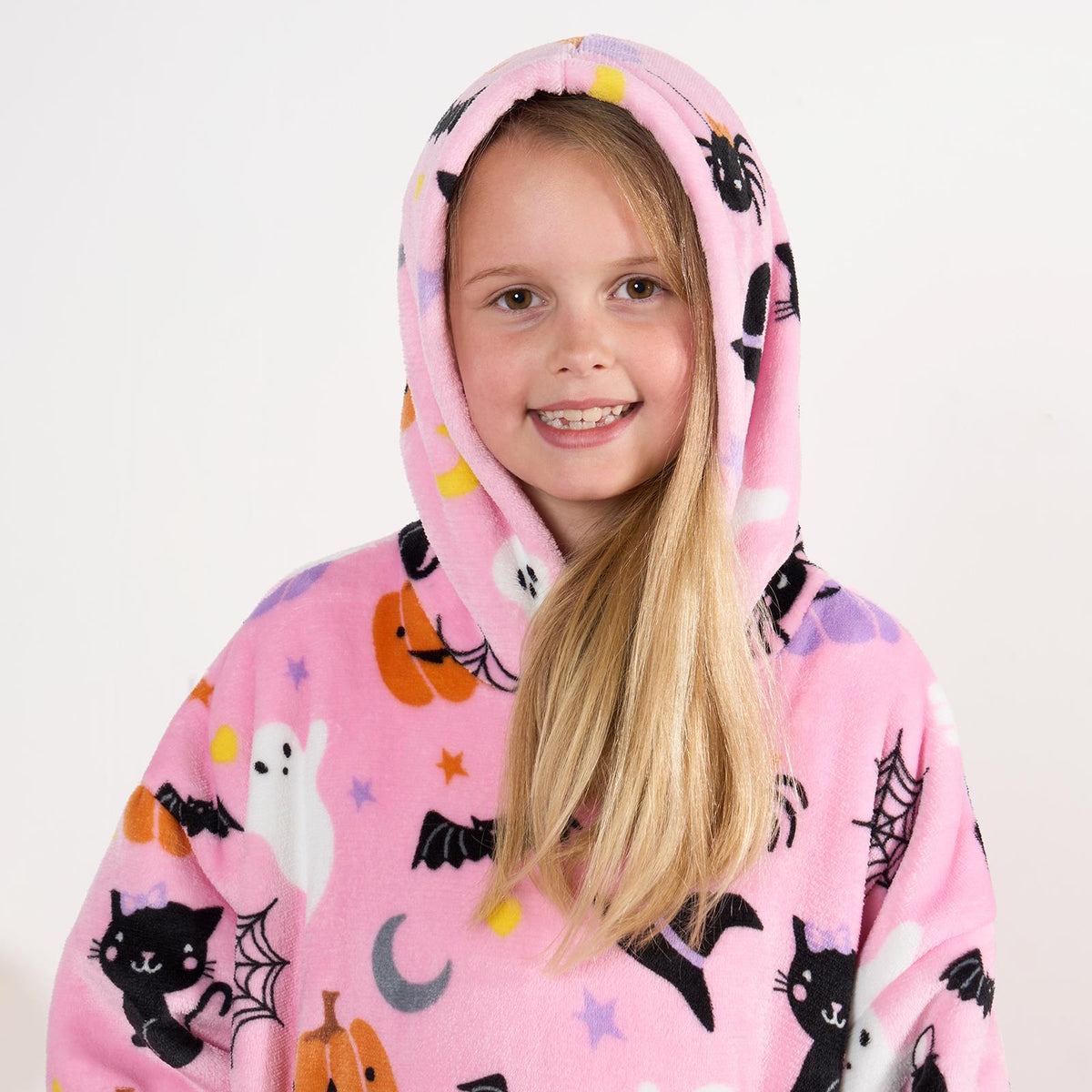 OHS Kids Hoodie Blanket Halloween Prints Sherpa Lined Wearable Throw