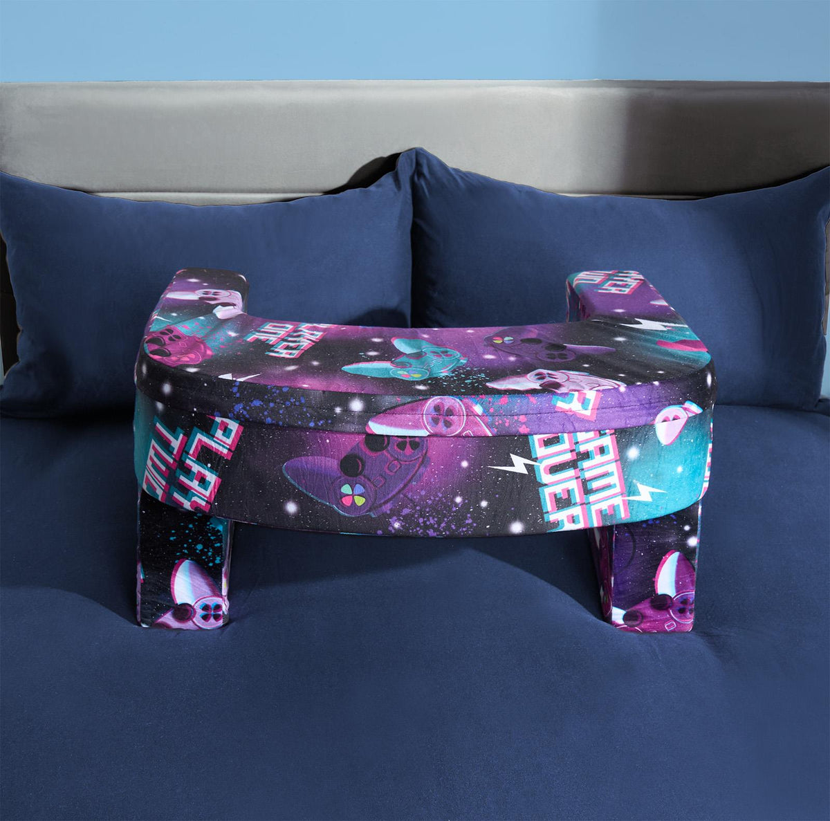 OHS Gaming Lap Pillow Cushion Matte Velvet Filled Laptop Table Tray with Pockets