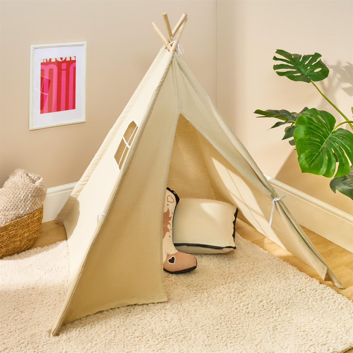 OHS Teepee Play Tent Kids Foldable Indoor Childrens Storage Wigwam House