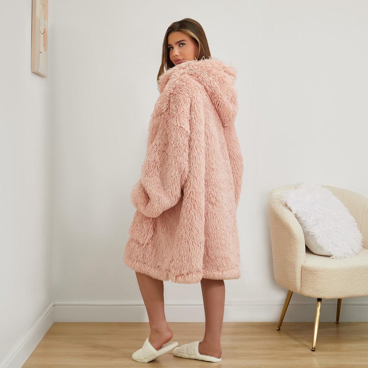 Sienna Fluffy Shaggy Hoodie Blanket Oversize Sherpa Plush Fleece Warm Soft Throw