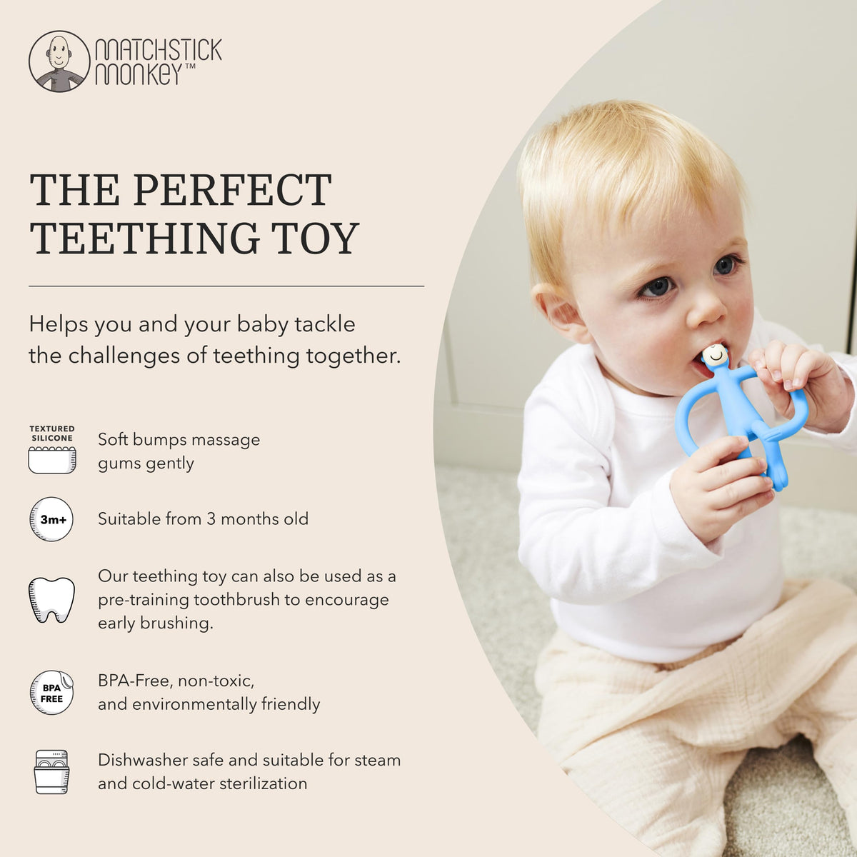 Matchstick Monkey Original Teether with Gel Applicator, Hearts
