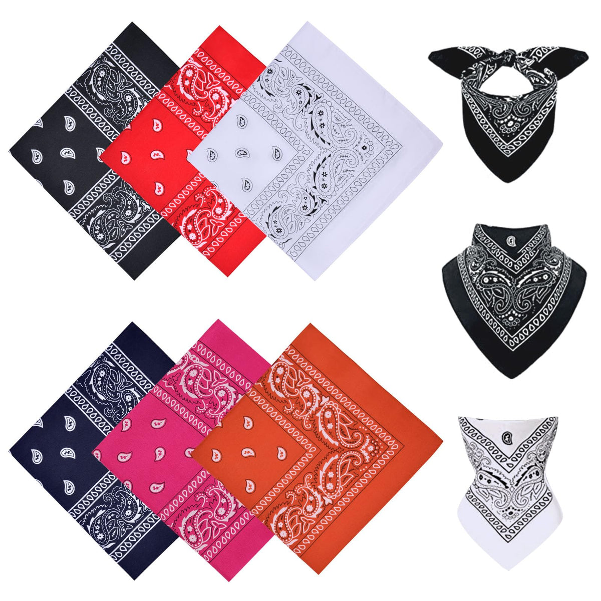 Aomig Bandana Head Scarf for Men and Women, Stylish Cowboy Headband Handkerchief, Multi-purpose Hair Scarf Paisley Print Unisex Headwraps, Bib Party Face Covering Headwear for Motorcycling